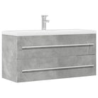 Badezimmermeubelset met stevige bewerkt hout gootsteenkast - Betongrijs / 100 x 38.5 x 48 cm - Badkamermeubelsets
