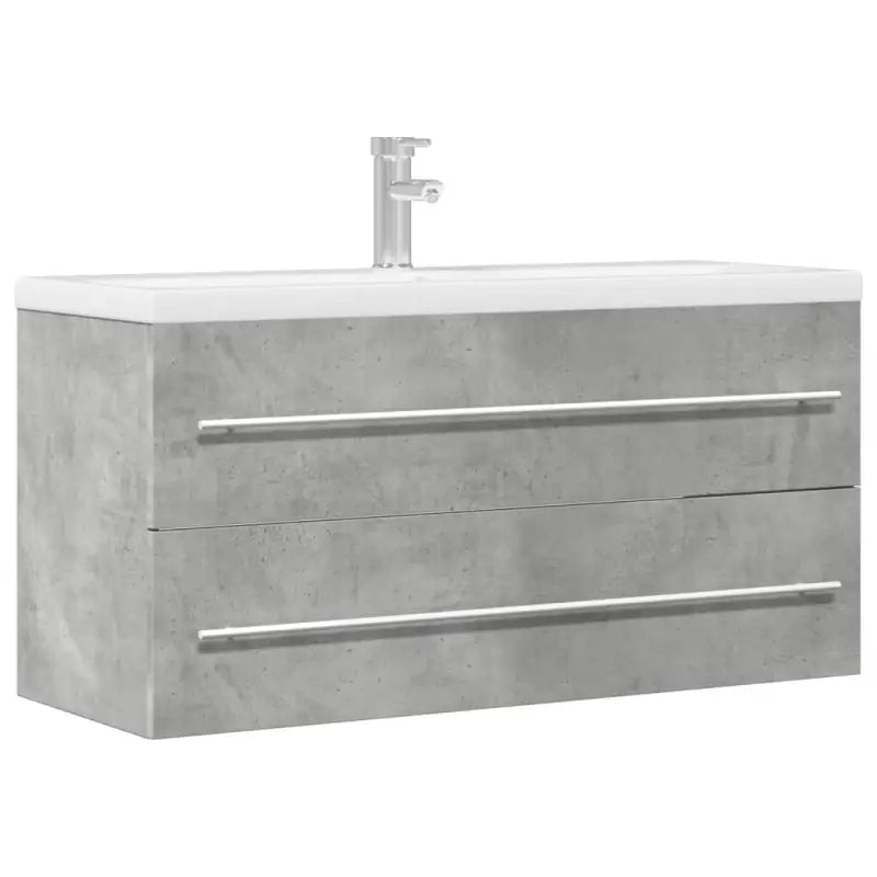 Badezimmermeubelset met stevige bewerkt hout gootsteenkast - Betongrijs / 100 x 38.5 x 48 cm - Badkamermeubelsets