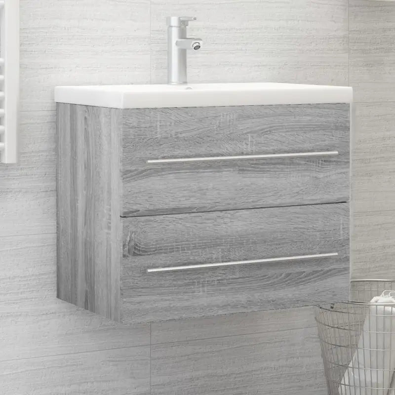 Badezimmermeubelset met stevige bewerkt hout gootsteenkast - Grijs sonoma / 60 x 38.5 x 48 cm - Badkamermeubelsets
