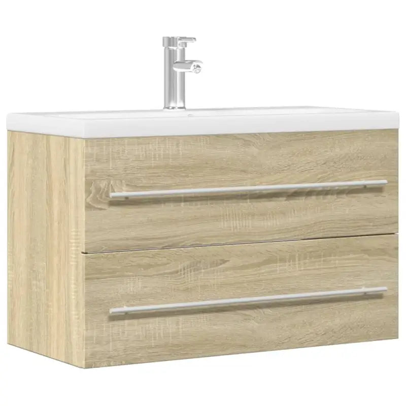 Badezimmermeubelset met stevige bewerkt hout gootsteenkast - Sonoma eiken / 80 x 38.5 x 48 cm - Badkamermeubelsets