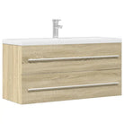 Badezimmermeubelset met stevige bewerkt hout gootsteenkast - Sonoma eiken / 100 x 38.5 x 48 cm - Badkamermeubelsets