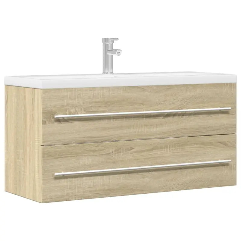 Badezimmermeubelset met stevige bewerkt hout gootsteenkast - Sonoma eiken / 100 x 38.5 x 48 cm - Badkamermeubelsets