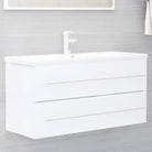 Badezimmermeubelset met stevige bewerkt hout gootsteenkast - Wit / 100 x 38.5 x 48 cm - Badkamermeubelsets