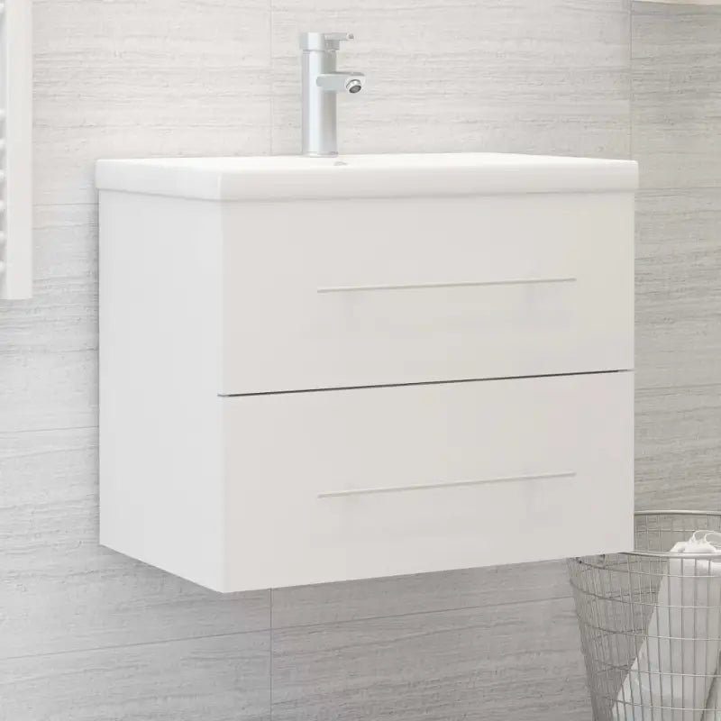 Badezimmermeubelset met stevige bewerkt hout gootsteenkast - Wit / 60 x 38.5 x 48 cm - Badkamermeubelsets