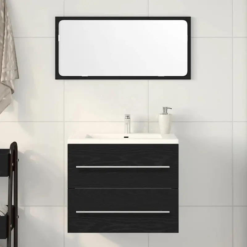 Badezimmermeubelset met stevige bewerkt hout gootsteenkast - Zwart eiken / 60 x 38.5 x 48 cm - Badkamermeubelsets