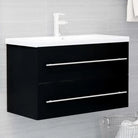 Badezimmermeubelset met stevige bewerkt hout gootsteenkast - Zwart / 80 x 38.5 x 48 cm - Badkamermeubelsets