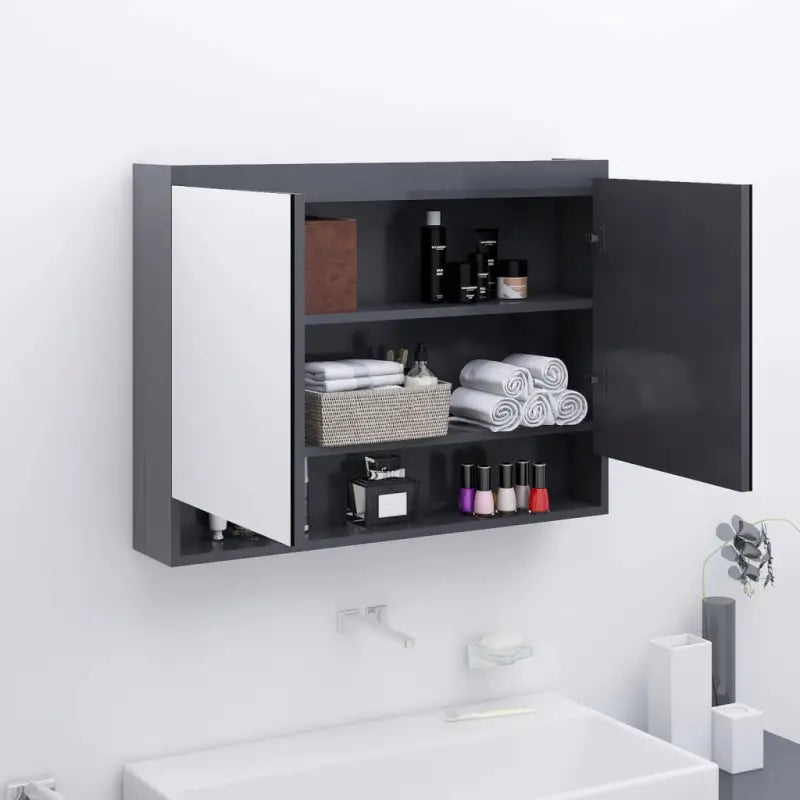 Badkamer spiegelkast met charme en duurzame materialen - Grijs / 1 - Badkamerkaptafels