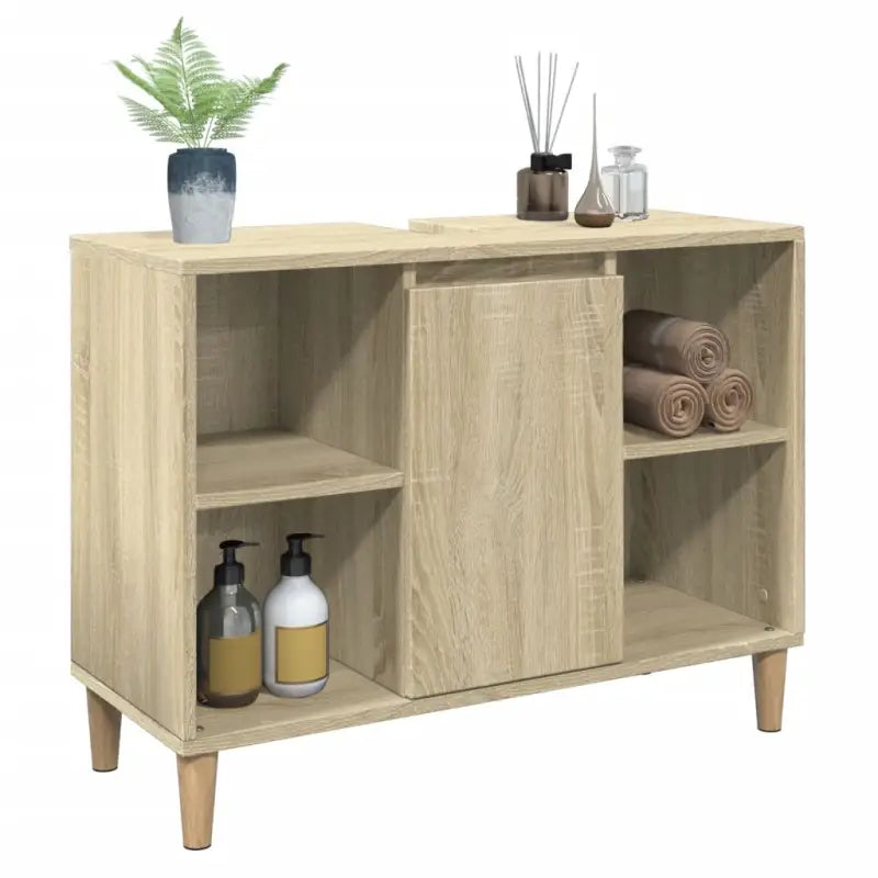 Badkamerkaptafel in bewerkt hout met Veel Opbergruimte - Badkamerkaptafels