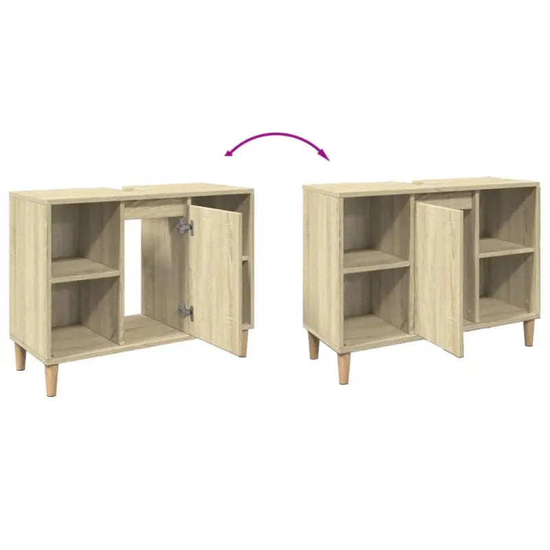 Badkamerkaptafel in bewerkt hout met Veel Opbergruimte - Badkamerkaptafels
