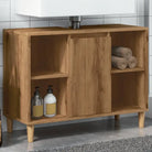 Badkamerkaptafel in bewerkt hout met Veel Opbergruimte - artisian oak / 1 - Badkamerkaptafels