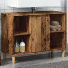 Badkamerkaptafel in bewerkt hout met Veel Opbergruimte - Oud hout / 1 - Badkamerkaptafels