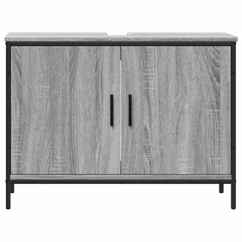 Badkamerkaptafel in grijs sonoma met bewerkt hout en stevige constructie - Badkamerkaptafels