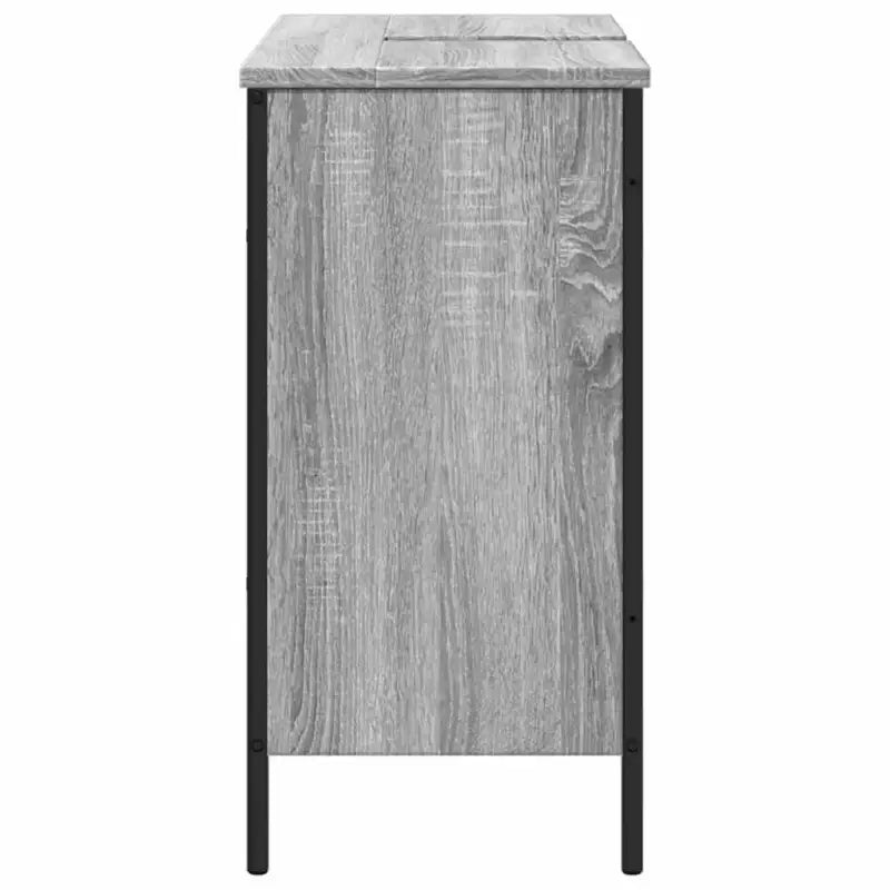 Badkamerkaptafel in grijs sonoma met bewerkt hout en stevige constructie - Badkamerkaptafels