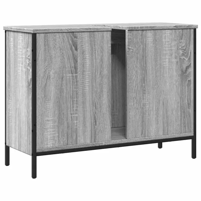 Badkamerkaptafel in grijs sonoma met bewerkt hout en stevige constructie - Badkamerkaptafels