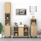 Badkamerkaptafel in Hoogglans Wit met bewerkt hout en veel opbergruimte - Sonoma eiken / 1 - Badkamerkaptafels