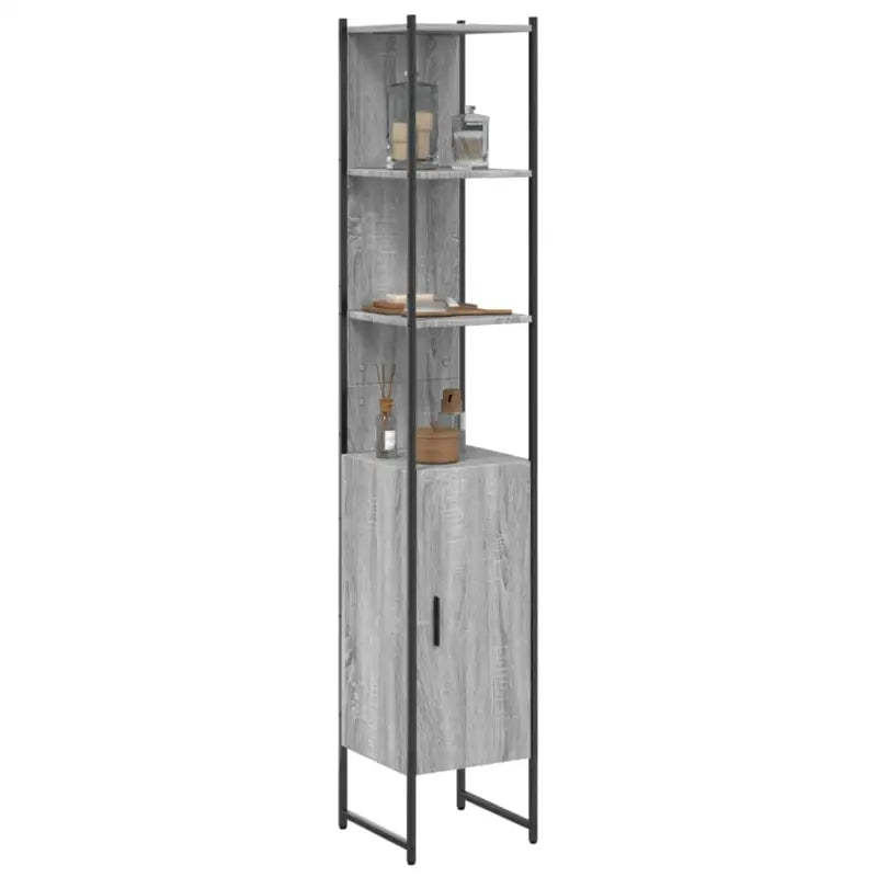 Badkamerkaptafel met bewerkt hout en stevige constructie - 1 / Grijs sonoma - Badkamerkaptafels