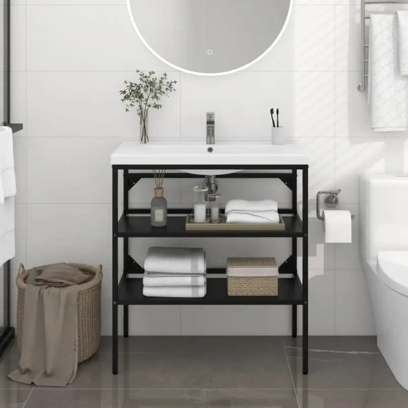 Badkamerkaptafel met gepoedercoat ijzer voor extra opbergruimte - Zwart / 79 x 38 x 83 cm / 1 - Badkamerkaptafels