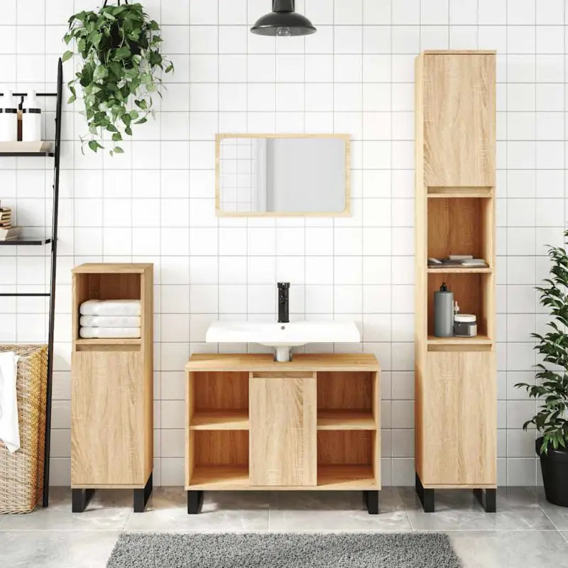 Badkamerkaptafel met ijzeren poten en bewerkt hout voor opbergruimte - Hoogglans wit / 1 - Badkamerkaptafels