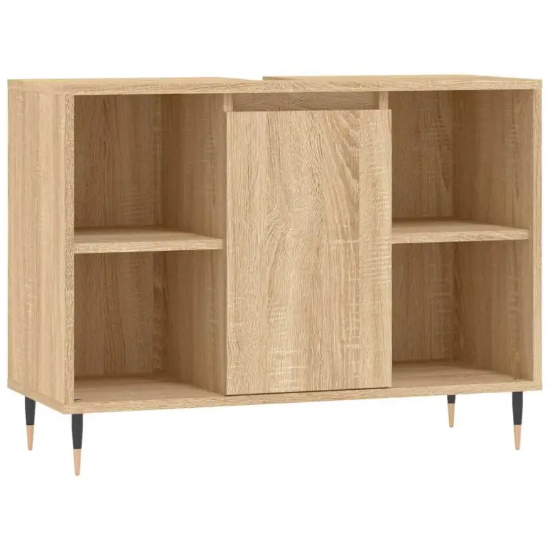 Badkamerkaptafel met ijzeren poten en bewerkt hout voor stijlvolle opbergruimte - Badkamerkaptafels
