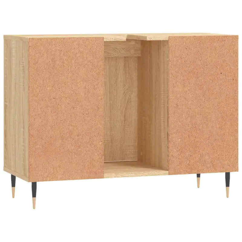 Badkamerkaptafel met ijzeren poten en bewerkt hout voor stijlvolle opbergruimte - Badkamerkaptafels