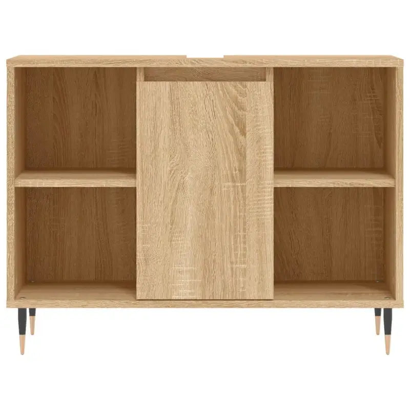 Badkamerkaptafel met ijzeren poten en bewerkt hout voor stijlvolle opbergruimte - Badkamerkaptafels