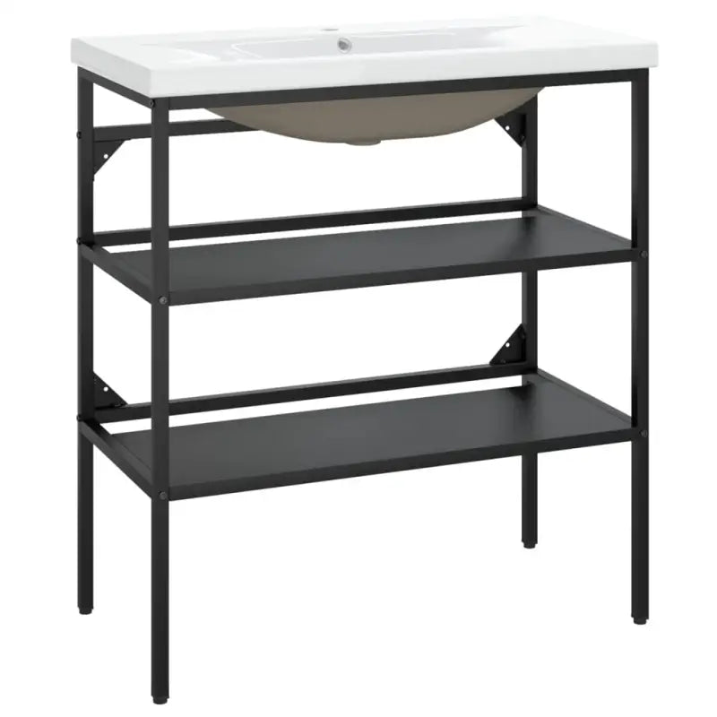 Badkamerkaptafel met inbouwwastafel en gepoedercoat ijzer frame - Badkamerkaptafels