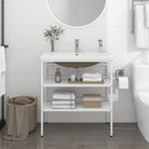 Badkamerkaptafel met inbouwwastafel en gepoedercoat ijzer frame - Wit / 79 x 38 x 83 cm / 1 - Badkamerkaptafels