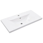 Badkamerkaptafel met inbouwwastafel van gepoedercoat ijzer en totale afmetingen - Badkamerkaptafels