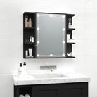 Badkamerkaptafel met LED en bewerkt hout voor een nette make-up opbergplek - Zwart / 1 - Badkamerkaptafels