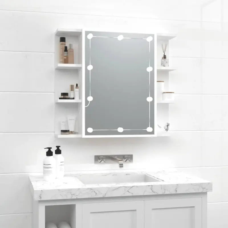 Badkamerkaptafel met LED en bewerkt hout voor een nette make-up opbergplek - Wit / 1 - Badkamerkaptafels