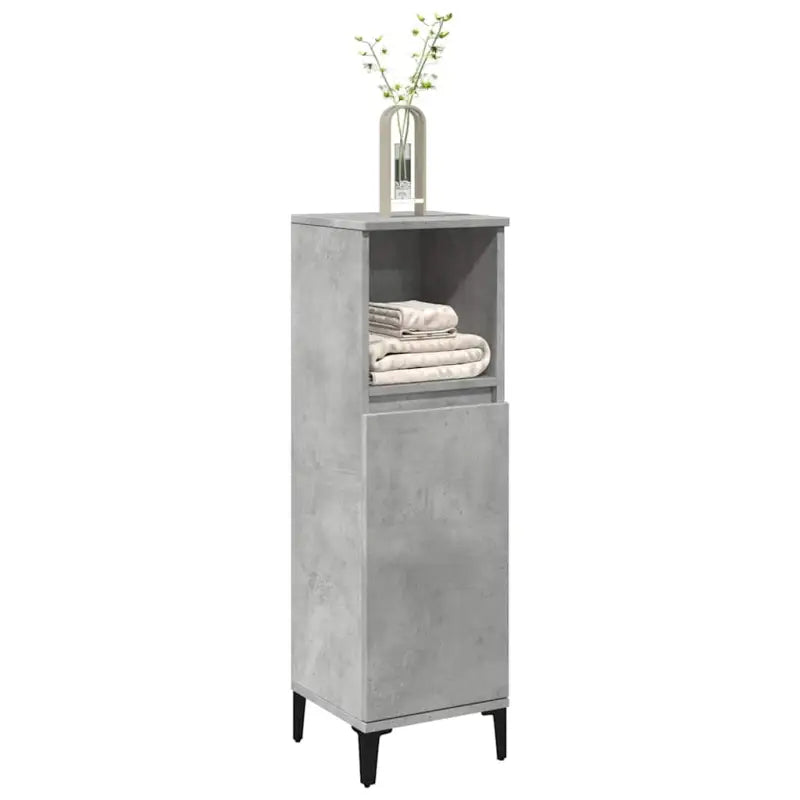 Badkamerkaptafel met metalen poten en bewerkt hout voor opbergruimte - Betongrijs / 1 - Badkamerkaptafels