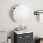 Badkamerkaptafel met ronde spiegel LED verlichting en bewerkt hout - Zwart / 40 x 40 x 17.5 cm / 1 - Badkamerkaptafels