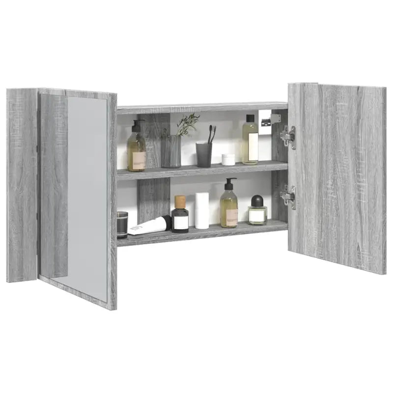 Badkamerkaptafel met spiegel en kleurveranderende LED verlichting - Grijs sonoma / 1 - Badkamerkaptafels