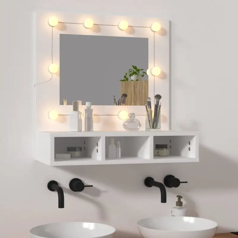 Badkamerkaptafel met spiegelkast en LED-verlichting - Badkamerkaptafels