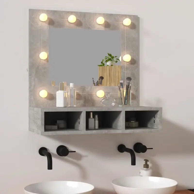 Badkamerkaptafel met spiegelkast en LED-verlichting - Betongrijs / 1 - Badkamerkaptafels