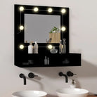 Badkamerkaptafel met spiegelkast en LED-verlichting - Zwart / 1 - Badkamerkaptafels