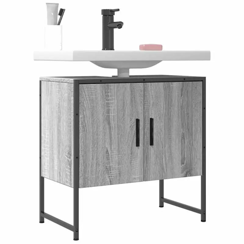 Badkamerkaptafel met stevige constructie en bewerkt hout - Grijs sonoma / 1 / 60 cm - Badkamerkaptafels