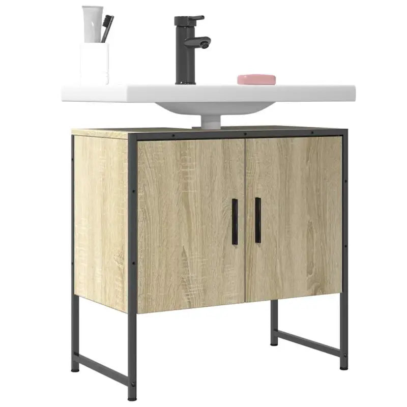 Badkamerkaptafel met stevige constructie en bewerkt hout - Sonoma eiken / 1 / 60 cm - Badkamerkaptafels