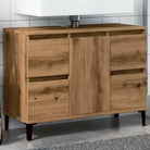Badkamerkaptafel van bewerkt hout met veel opbergruimte - artisanaal eikenkleurig / 1 - Badkamerkaptafels