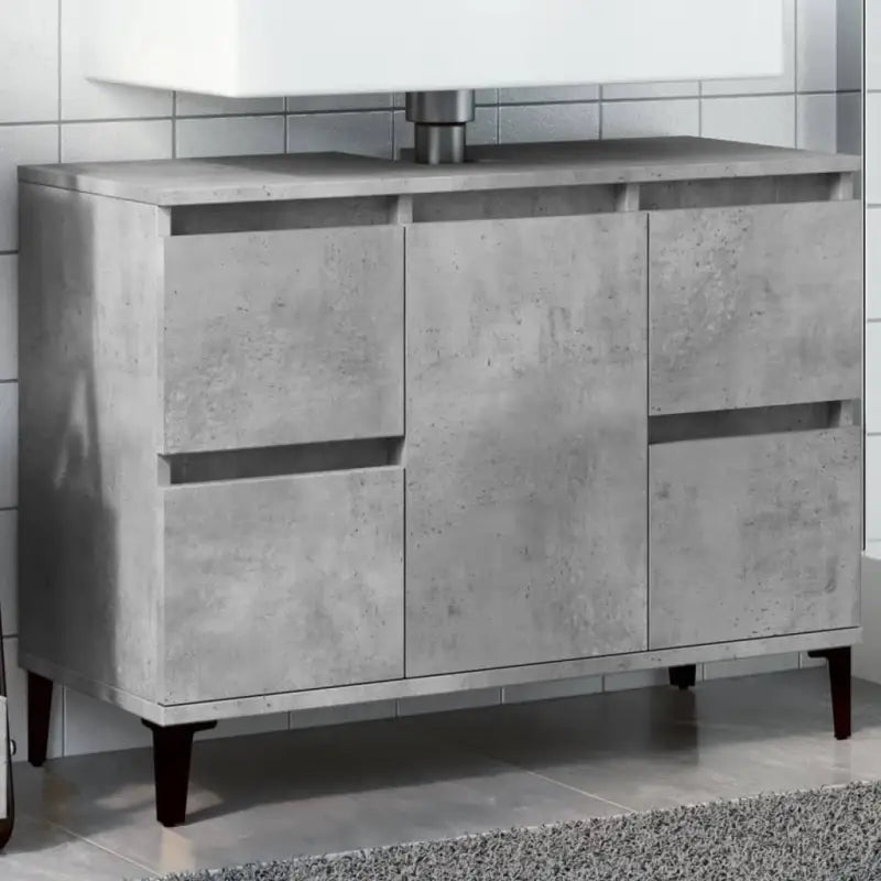 Badkamerkaptafel van bewerkt hout met veel opbergruimte - Betongrijs / 1 - Badkamerkaptafels