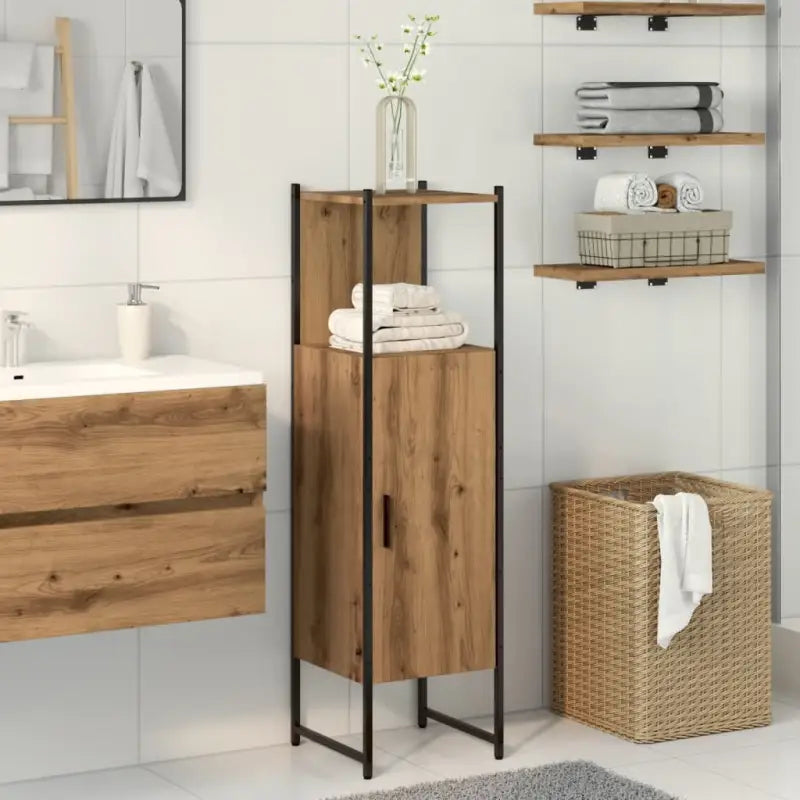 Badkamerkaptafels met bewerkt hout en stevige constructie - artisanaal eikenkleurig / 1 - Badkamerkaptafels