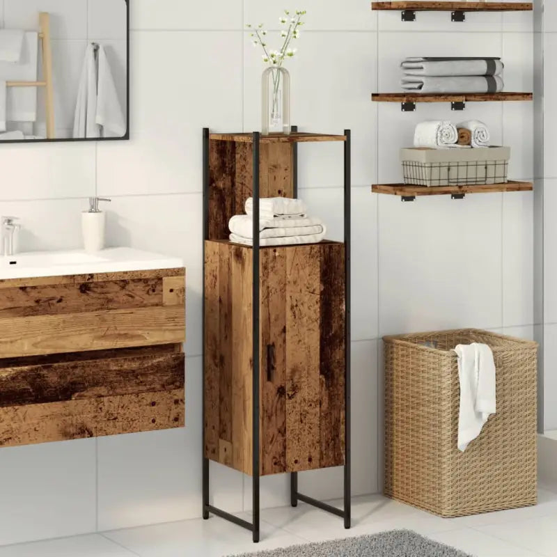 Badkamerkaptafels met bewerkt hout en stevige constructie - Oud hout / 1 - Badkamerkaptafels