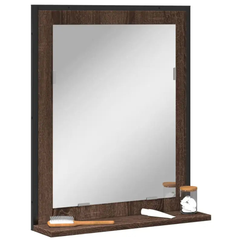 Badkamerkaptafels met spiegel en schap voor een nette badkamer uitstraling - 1 / bruin eikenkleur - Badkamerkaptafels