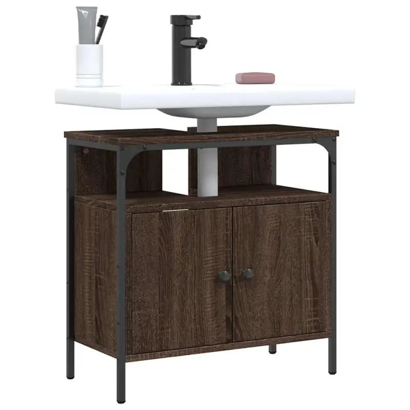 Badkamerkaptafels met stevige constructie en bewerkt hout - 1 / bruin eikenkleur / 60 cm - Badkamerkaptafels
