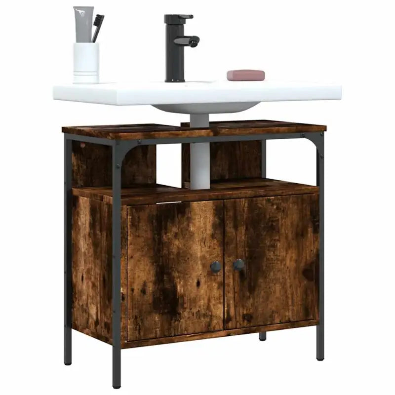 Badkamerkaptafels met stevige constructie en bewerkt hout - 1 / Gerookt eiken / 60 cm - Badkamerkaptafels