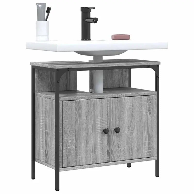 Badkamerkaptafels met stevige constructie en bewerkt hout - 1 / Grijs sonoma / 60 cm - Badkamerkaptafels