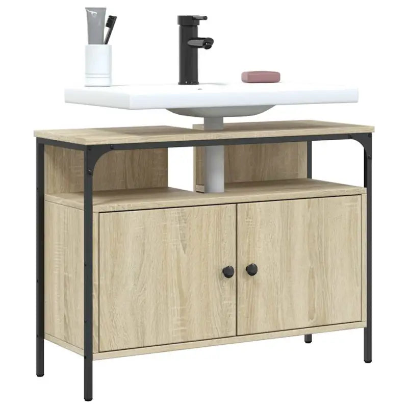 Badkamerkaptafels met stevige constructie en bewerkt hout - 1 / Sonoma eiken / 80 cm - Badkamerkaptafels