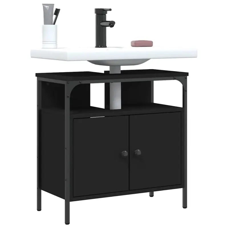 Badkamerkaptafels met stevige constructie en bewerkt hout - 1 / Zwart / 60 cm - Badkamerkaptafels