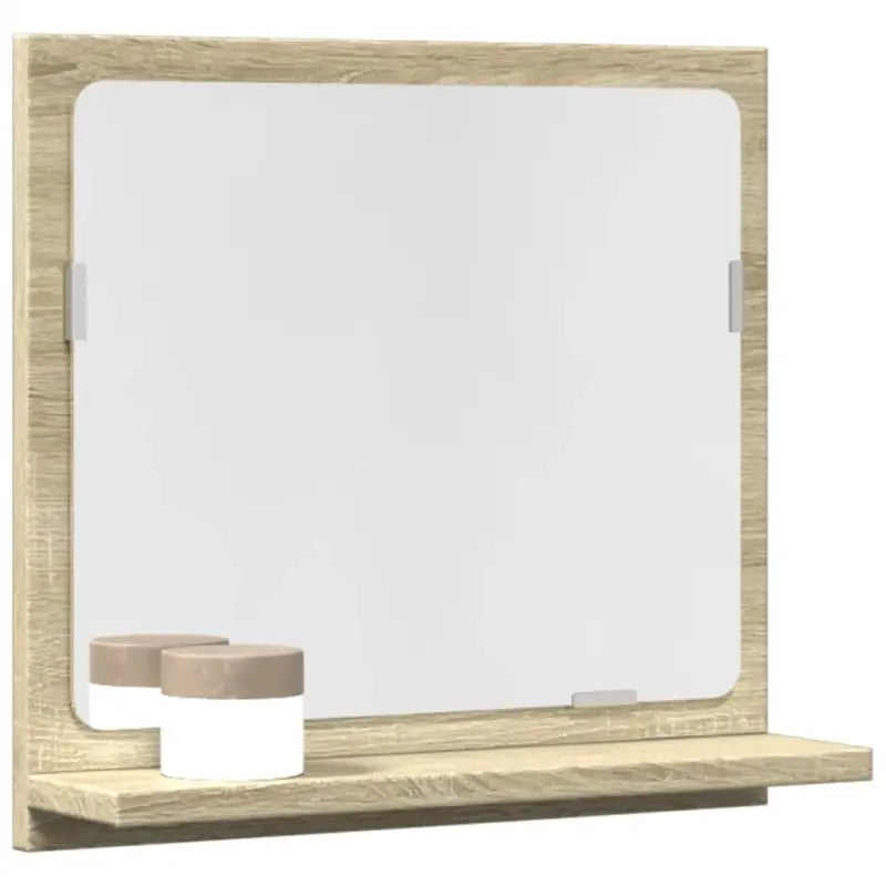 Badkamerkaptafels met wandspiegel in bewerkt hout voor een moderne uitstraling - Sonoma eiken / 40 x 11 x 37 cm / 1