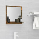 Badkamerkaptafels met wandspiegel in bewerkt hout voor een moderne uitstraling - Gerookt eiken / 40 x 10.5 x 37 cm / 1